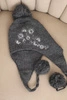 Czapka damska zimowa uszatka z pomponami K431 grafitowa