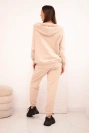 Damen-Baumwollset mit Kapuze und Reißverschluss beige