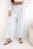 Women's viscose trousers with wide leg and ruffles beige
