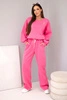 Damen-Set Butterbluse mit Brosche und Hose mit geradem Bein rosa