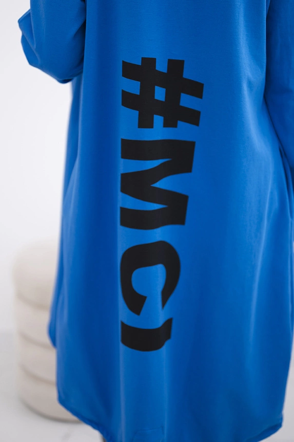 Kardigán s potlačou oversize kráľovská modrá