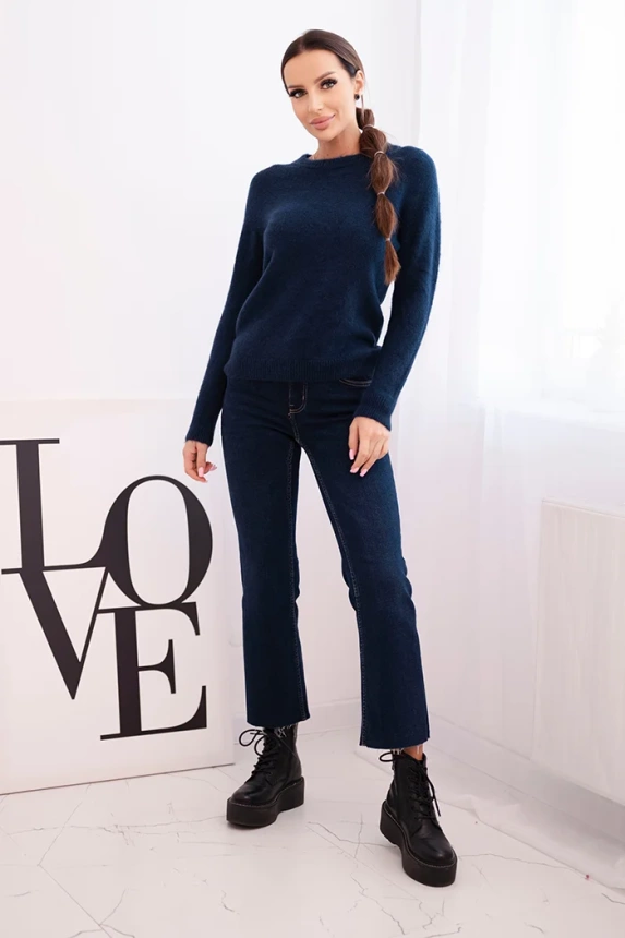 Damenpullover aus Baby-Alpaka mit langen Ärmeln blau