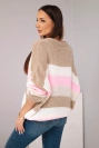 Women’s cardigan sweater with stripes buttoned camel