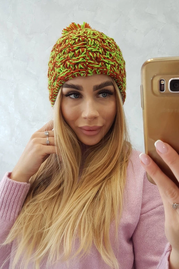 Cap with fleece Fiona K275 green neon + red