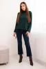Women's viscose blouse with a turtleneck and long sleeves dark green