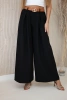 Wide-leg belted trousers black