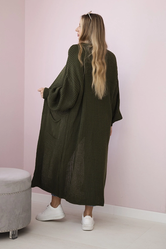 Pullover lange Strickjacke khaki