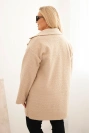 Damenmantel Plus Size Lammfell mit Wolle und Taschen beige