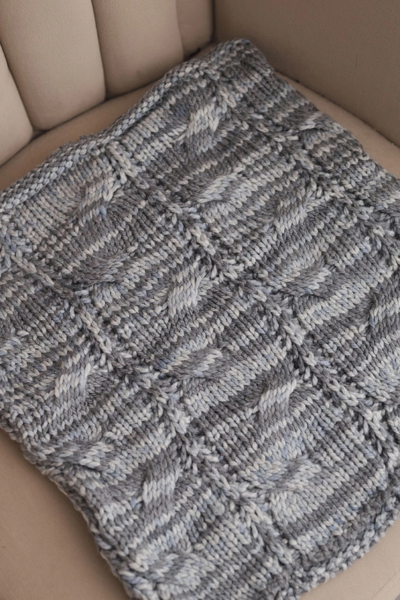 Women's soft wool blend winter scarf KN25 gray+graphite