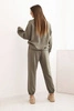 Damen-Set aus weichem Material mit lockerer Bluse und Hose mit dem Aufdruck LOVE khaki