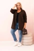Bluza damska Plus Size z wiskozą rozpinana z kapturem brązowa