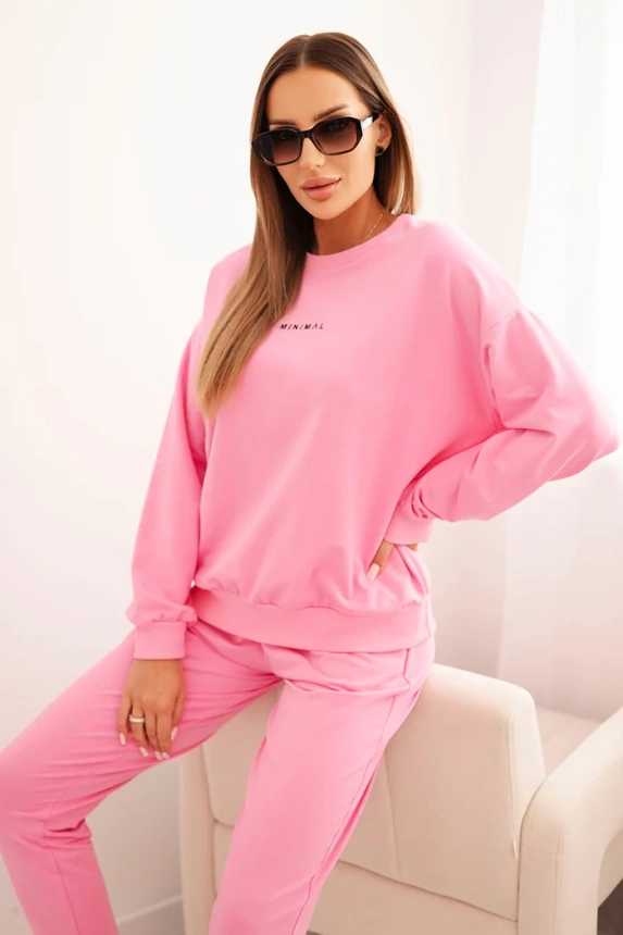 Damen-Baumwollset mit Minimal-Druck hellrosa