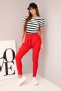 Damen Sweatpants mit elastischem Bund und Kordelzug rot