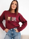 Damen-Sweatshirt locker aus Baumwolle mit Stickerei Amour bordeaux