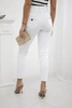 Cotton pants with cubic zirconia on the back pockets white