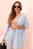 Women's openwork cardigan with pockets blue