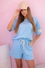 Butterfarbenes Damen-Set mit hoch taillierten Shorts blau