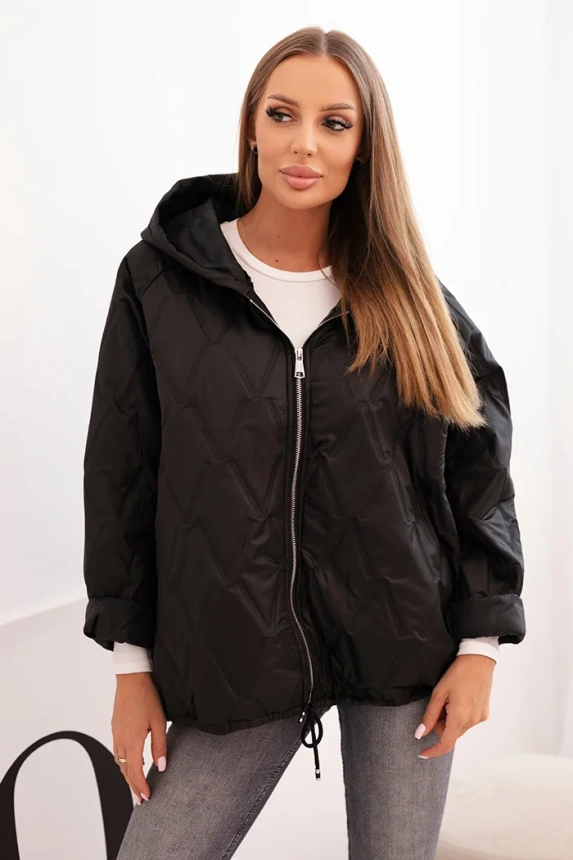 Women's quilted jacket with a hood black