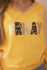 Women's sweatshirt with a sequin inscription mustard