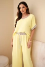 Set aus Viskose mit goldener Einfassung gelb