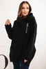 Damenpullover mit Kapuze und asymmetrischem Reißverschluss schwarz