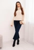 Women's mohair sweater with puff sleeves and turtleneck ecru