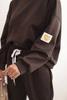Ladies' set with a loose sweatshirt and pants with the inscription LOVE brown
