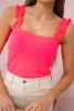 Blouse with frills on the straps pink neon