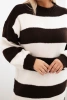 Dámska pletená sukňa Plus Size pruhovaná hnedá