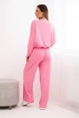 Women's set viscose sweatshirt with pendant and wide pants light pink