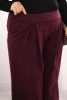 Moteriškos Plus Size kelnės su plačiomis kojomis ir klostėmis slyvų