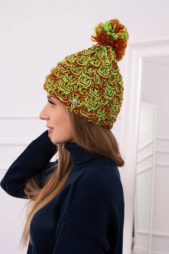 Cap with fleece Fiona K275 green neon + red