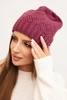 Women's winter hat made of wool with a geometric pattern K479 dark purple