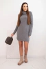 Women's dress made of viscose knit with a wide collar gray