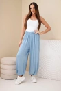Women's viscose trousers with loose leg blue jeans