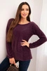 Women's sweater made of soft knit with a round neckline plum