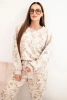 Women's oversized tracksuit set made of viscose with an extended sweatshirt and a washed effect beige