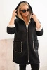Plus Size women's jacket with a hood and pockets insulated with fleece black