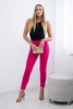 Cotton pants with cubic zirconia on the back pockets fuchsia