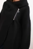 Women's insulated hoodie with an asymmetrical zipper black