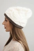 Women's winter hat made of wool with a woven pattern K443 ecru
