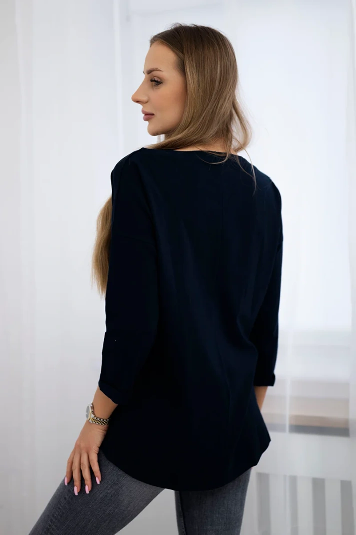 American Girl Grafik Bluse navy blau S/M - L/XL