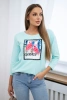 Blouse with flamingo graphics 3D mint