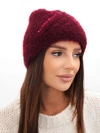 A hat women's ribbed with viscose blend burgundy