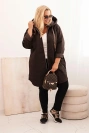 Dámska bunda Plus Size prešívaná s kapucňou a nápisom HOPE hnedá