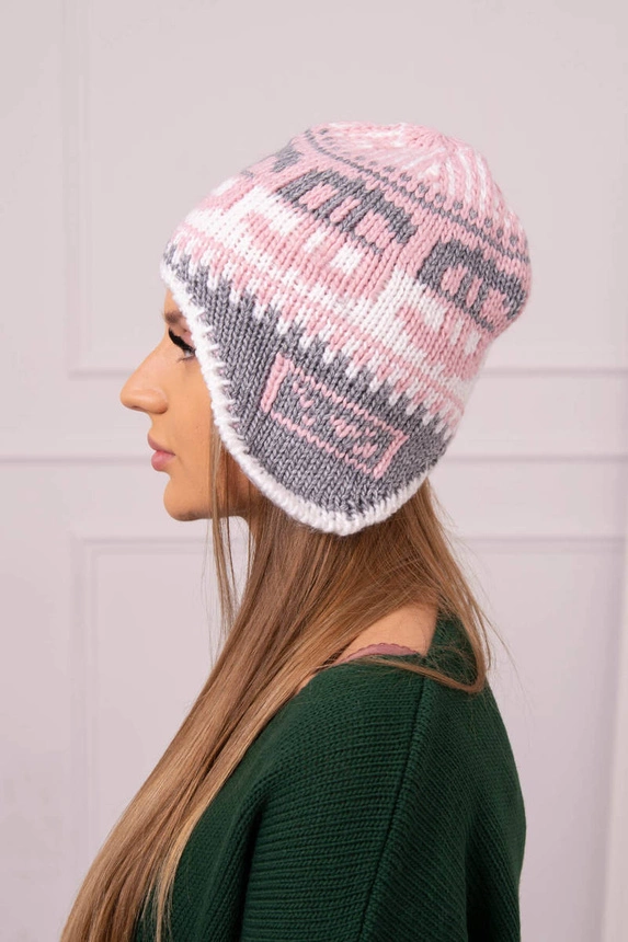 Dámská čepice Maryla K406 powder pink+white+grey
