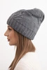 Women's winter hat made of wool decorated with sequins and braid K473 graphite