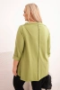 Damenbluse aus Baumwolle Plus Size asymmetrisch mit umgeschlagenem Ärmel olivgrün