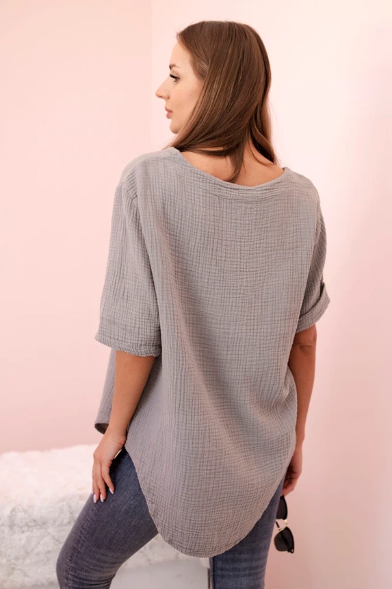 Women's muslin shirt with a button fango