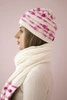 Women's set with a shawl Anika K304 ecru + fuchsia